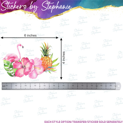 Flamingo Pineapple Flowers Glitter Iron-On Transfer