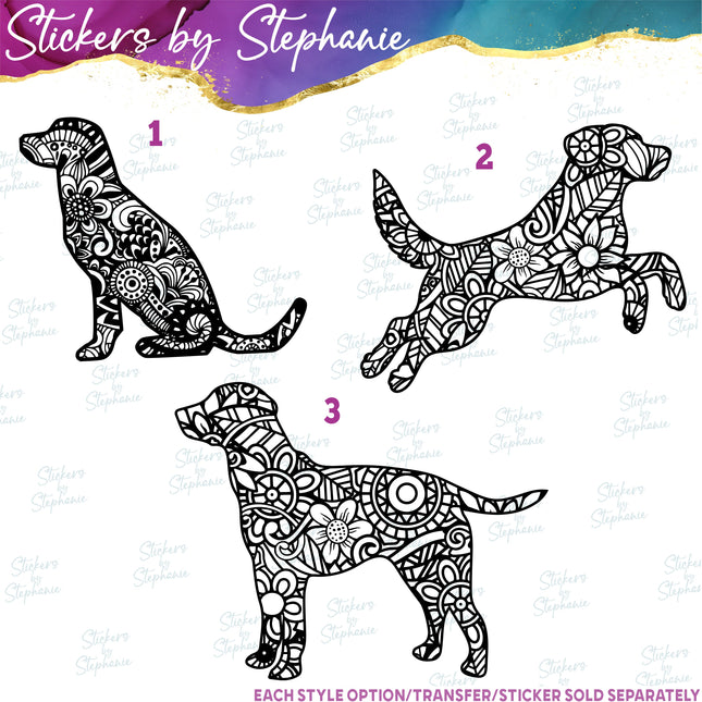 (s01A-246) Labrador Dog Zentangle  Iron-On Transfer or Sticker