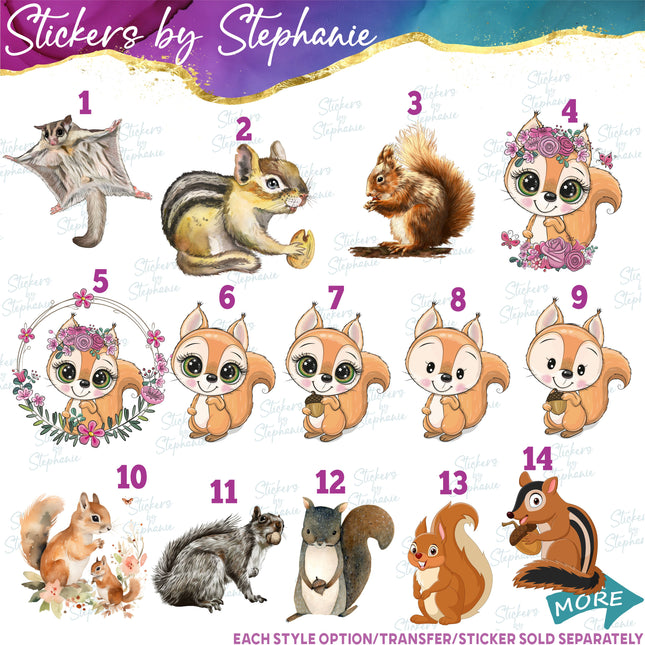 (s02A-286) Sugar Glider Squirrel Chipmunk Graphic Iron-On Transfer or Sticker