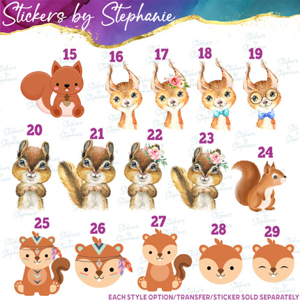(s02A-286) Sugar Glider Squirrel Chipmunk Graphic Iron-On Transfer or Sticker