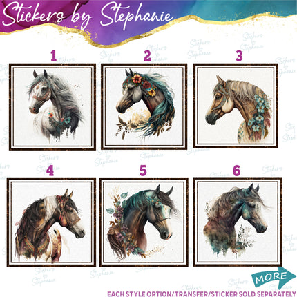 (s02A-081) Boho Horse Head Iron-On Transfer or Sticker