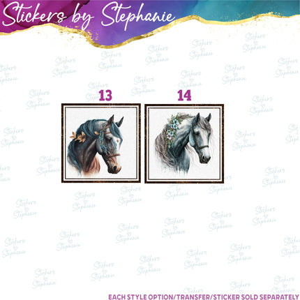 (s02A-081) Boho Horse Head Iron-On Transfer or Sticker