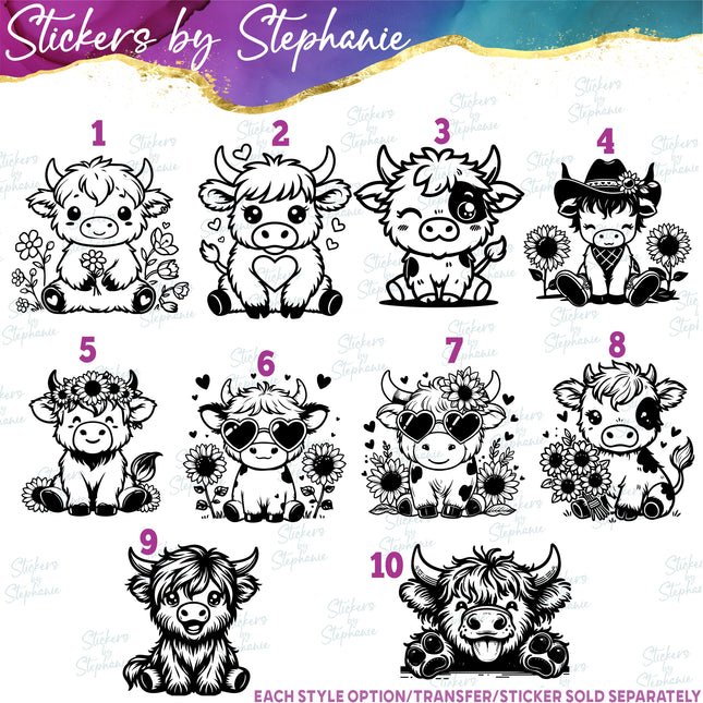 (s01A-001) Baby Highland Cow Iron-On Transfer