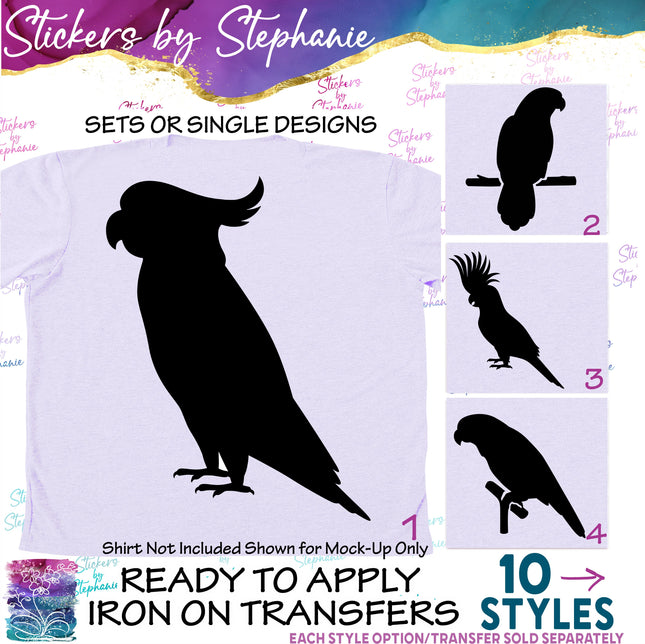 (s01A-010) Parrot Bird Silhouette Iron-On Transfer