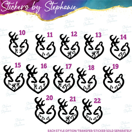 (s01A-101) Deer Couple Heart Family Iron-On Transfer
