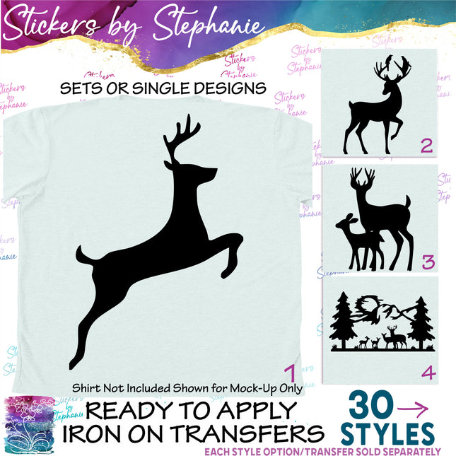 (s01A-102) Deer Silhouette Iron-On Transfer