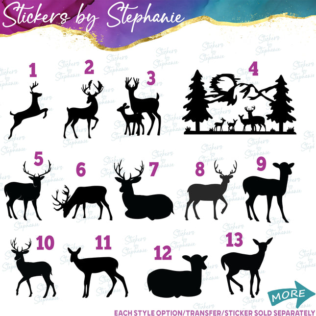 (s01A-102) Deer Silhouette Iron-On Transfer