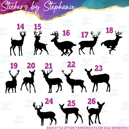 (s01A-102) Deer Silhouette Iron-On Transfer