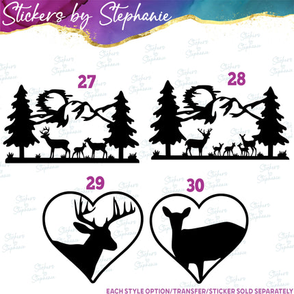 (s01A-102) Deer Silhouette Iron-On Transfer