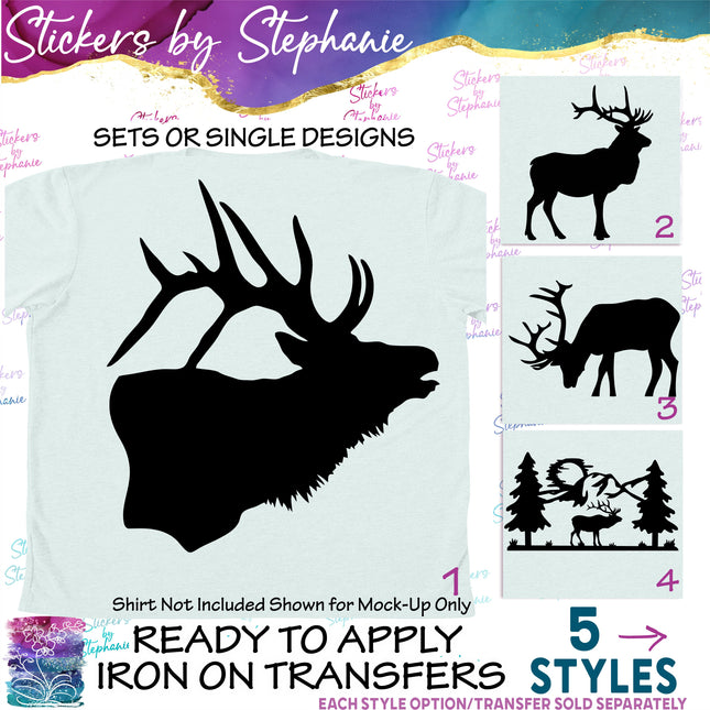 (s01A-103) Elk Silhouette Iron-On Transfer