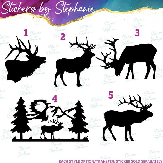 (s01A-103) Elk Silhouette Iron-On Transfer