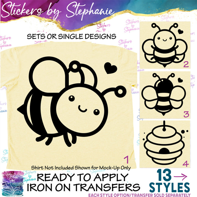 (s01A-104) Bee Bumblebee Iron-On Transfer