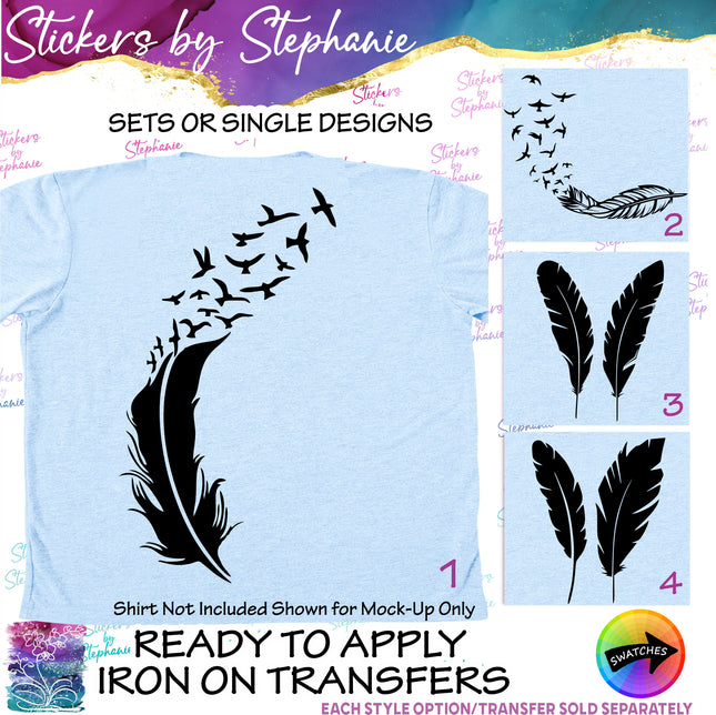 (s01A-106) Bird Feather Iron-On Transfer