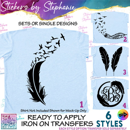(s01A-106) Bird Feather Iron-On Transfer