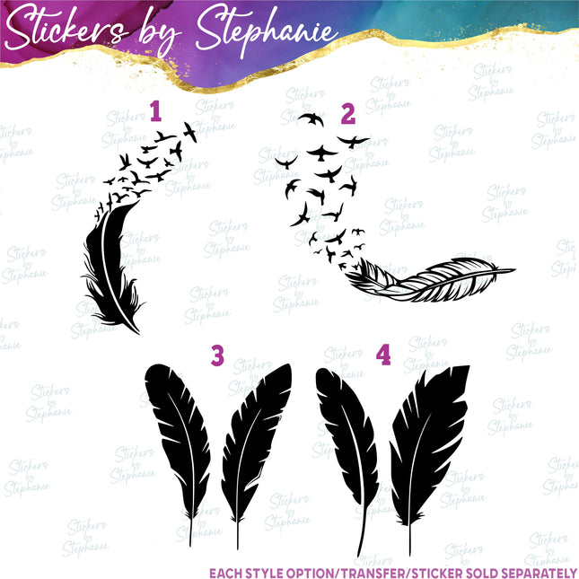 (s01A-106) Bird Feather Iron-On Transfer