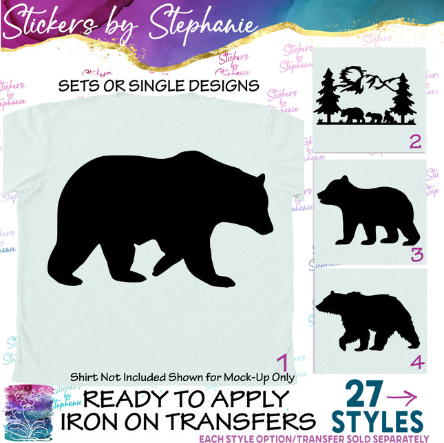 (s01A-107) Bear Silhouette Iron-On Transfer