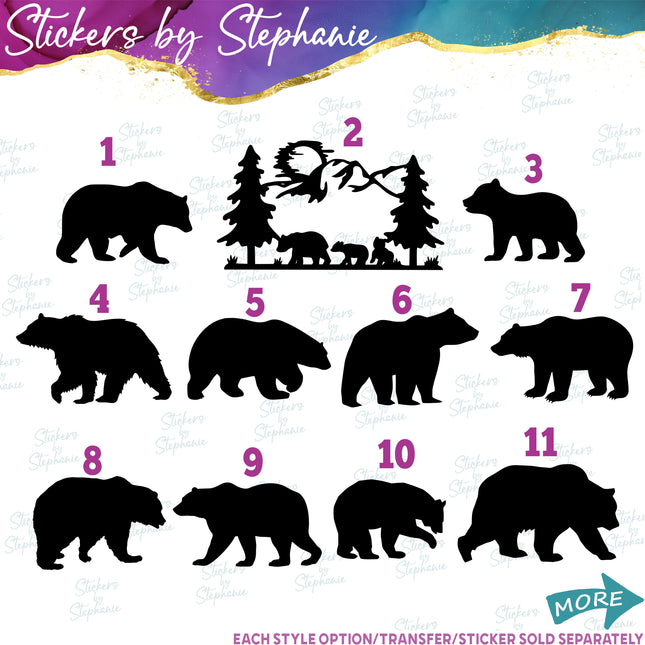 (s01A-107) Bear Silhouette Iron-On Transfer