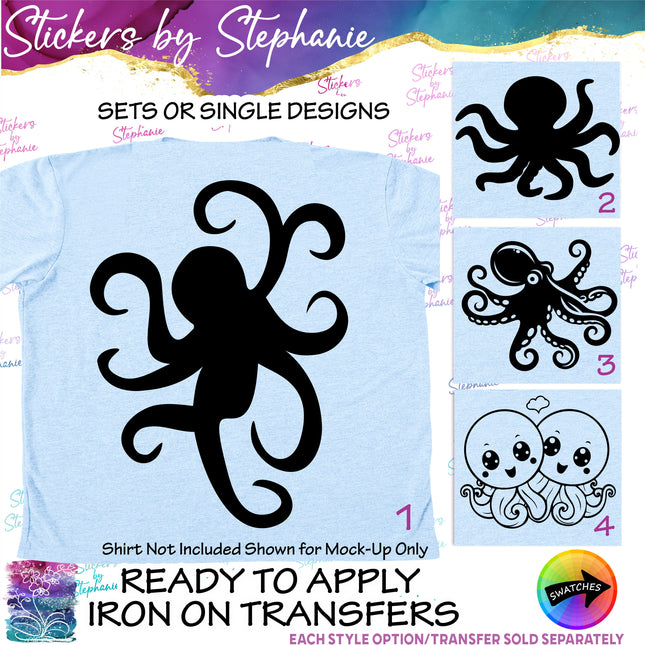 (s01A-109) Octopus Iron-On Transfer