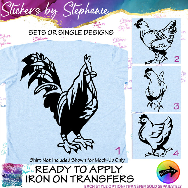 (s01A-011) Chicken Iron-On Transfer