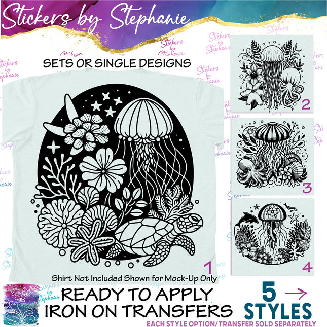 (s01A-111) Jellyfish Iron-On Transfer