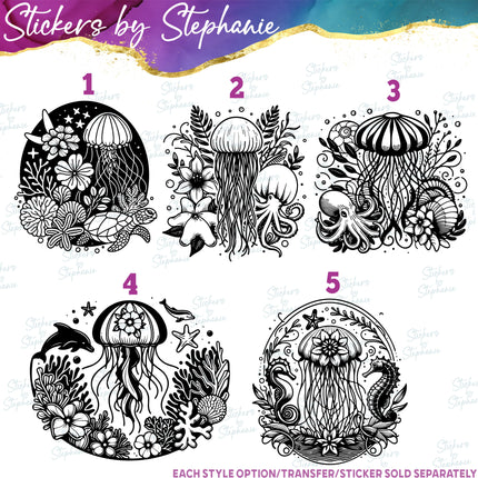 (s01A-111) Jellyfish Iron-On Transfer or Sticker