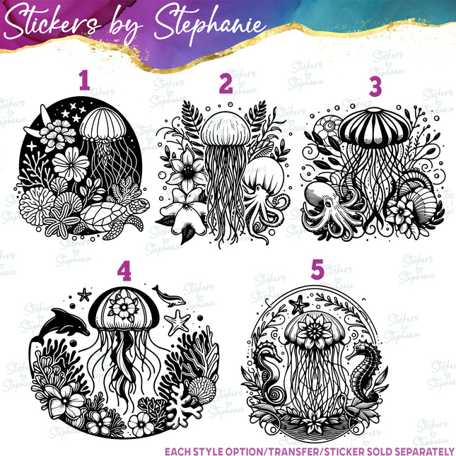 (s01A-111) Jellyfish Iron-On Transfer