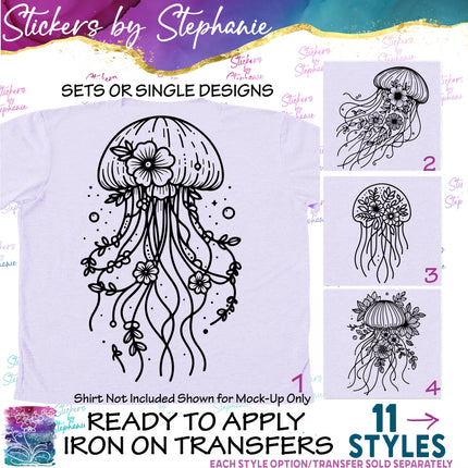 (s01A-112) Jellyfish Iron-On Transfer or Sticker