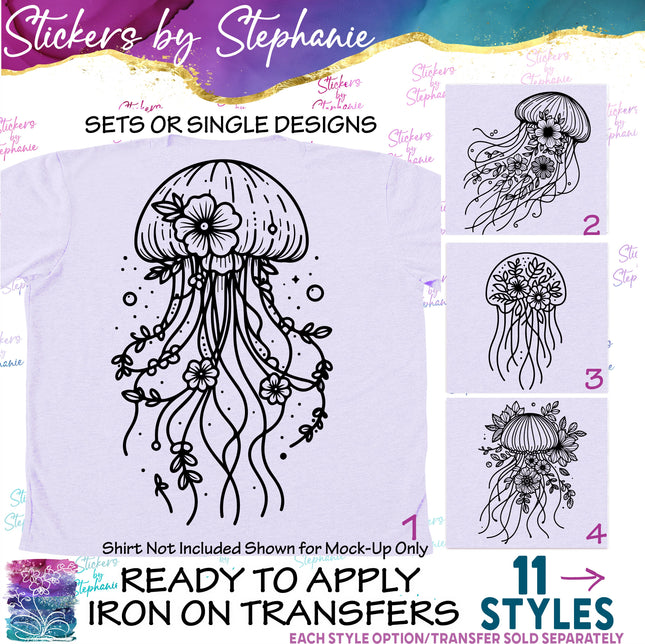 (s01A-112) Jellyfish Iron-On Transfer