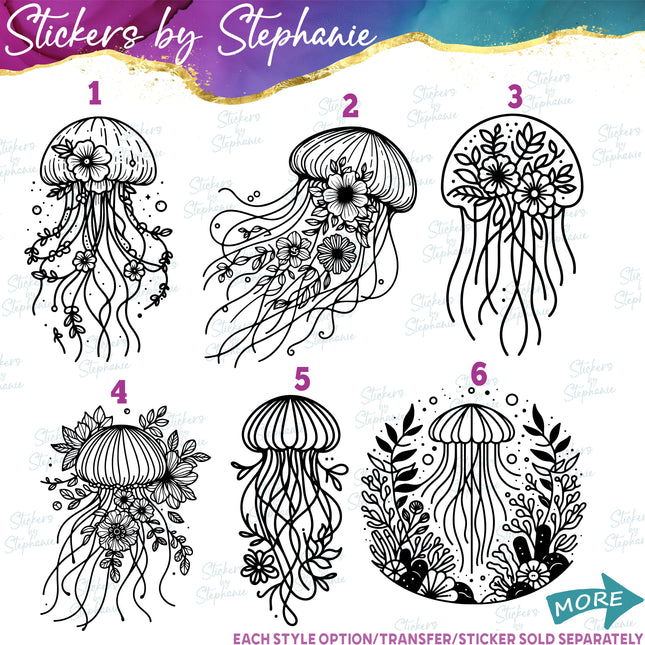 (s01A-112) Jellyfish Iron-On Transfer