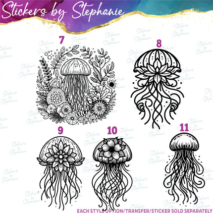 (s01A-112) Jellyfish Iron-On Transfer or Sticker