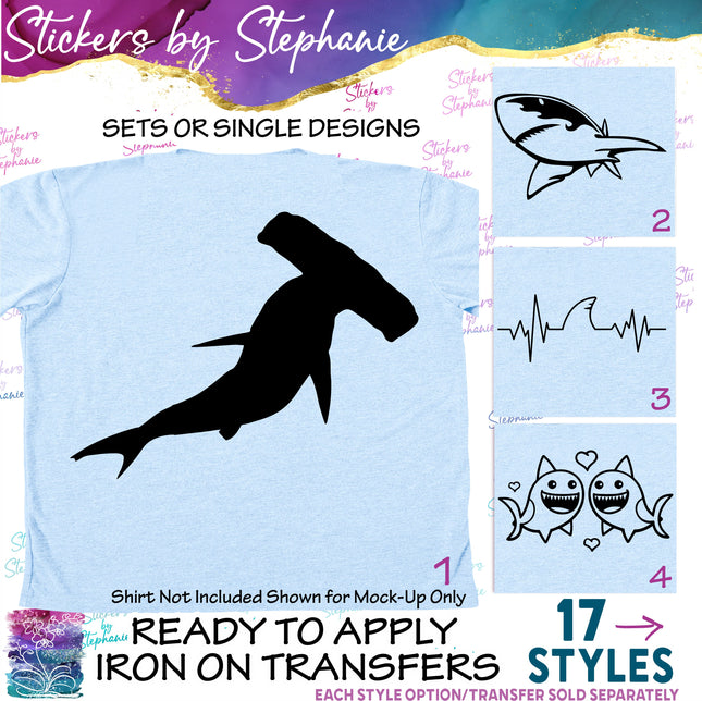 (s01A-114) Shark Silhouette Iron-On Transfer