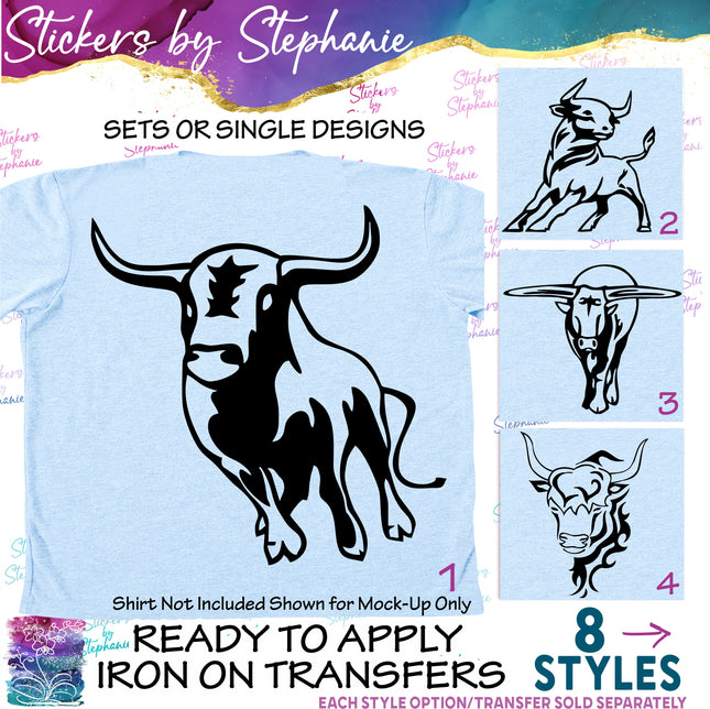 (s01A-115) Cow Bull Steer Iron-On Transfer