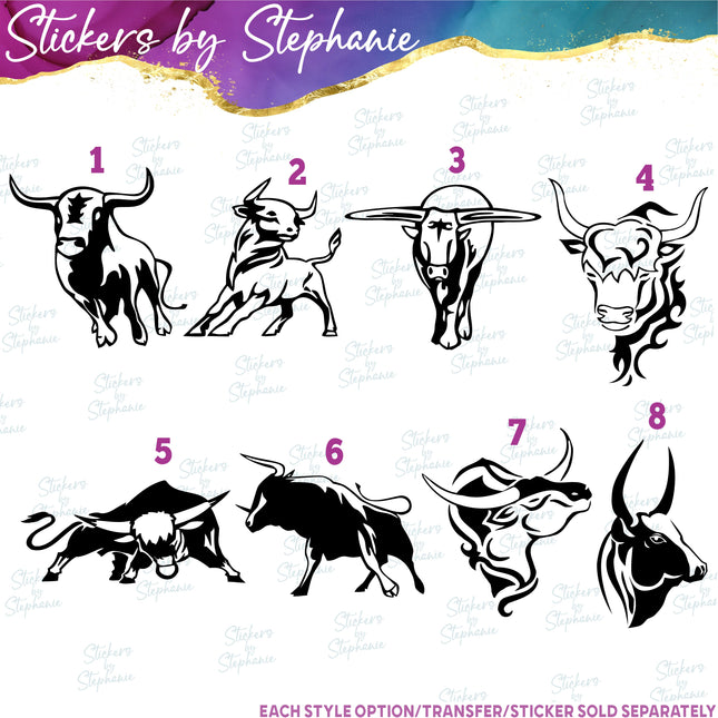 (s01A-115) Cow Bull Steer Iron-On Transfer