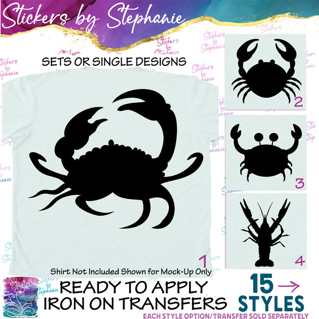 (s01A-118) Crab, Lobster Silhouette Iron-On Transfer