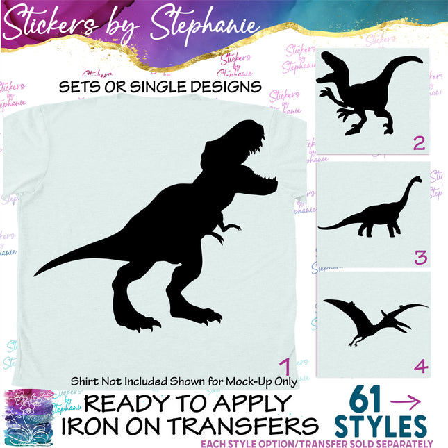 (s01A-119) Dinosaur Silhouette Iron-On Transfer