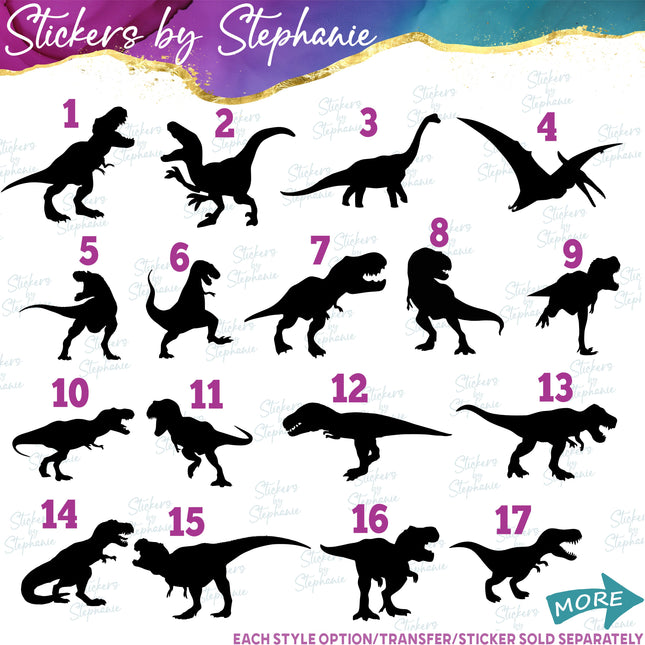 (s01A-119) Dinosaur Silhouette Iron-On Transfer