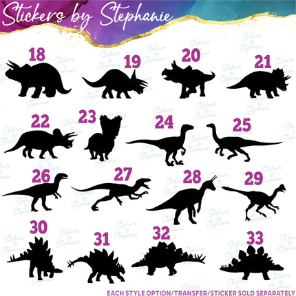 (s01A-119) Dinosaur Silhouette Iron-On Transfer