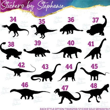 (s01A-119) Dinosaur Silhouette Iron-On Transfer