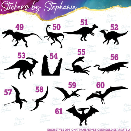 (s01A-119) Dinosaur Silhouette Iron-On Transfer