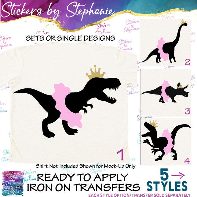 (s01A-120) Ballet Ballerina Dinosaur Iron-On Transfer