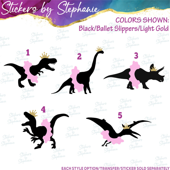 (s01A-120) Ballet Ballerina Dinosaur Iron-On Transfer