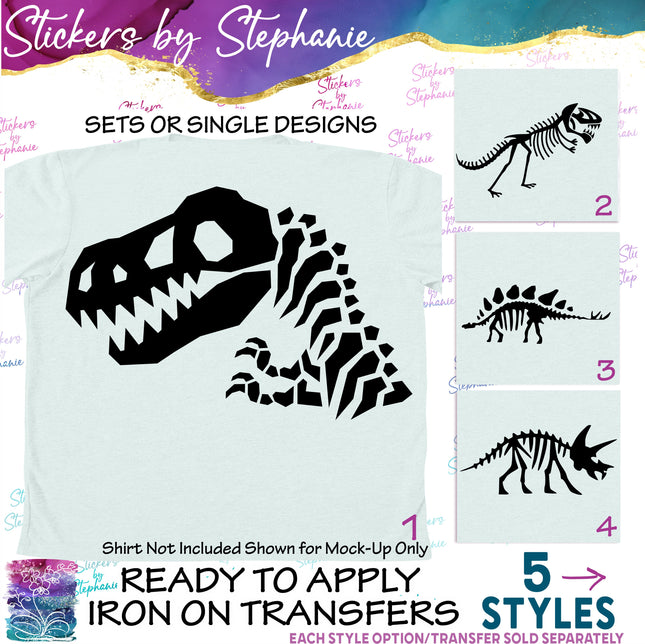 (s01A-121) Dinosaur Skeleton Iron-On Transfer