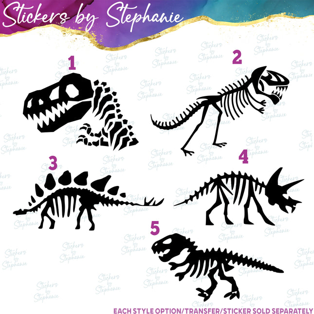 (s01A-121) Dinosaur Skeleton Iron-On Transfer