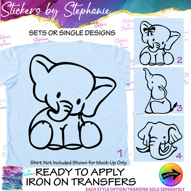 (s01A-124) Baby Elephant Iron-On Transfer