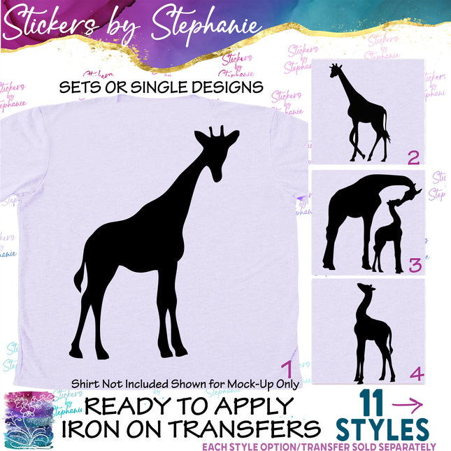 (s01A-126) Giraffe Silhouette Iron-On Transfer