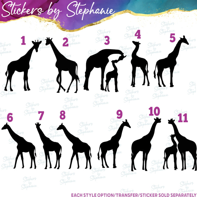 (s01A-126) Giraffe Silhouette Iron-On Transfer