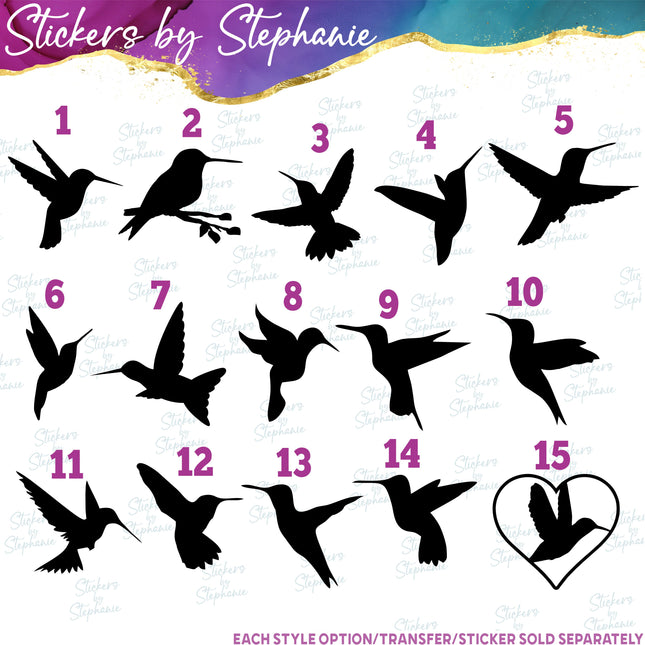 (s01A-013) Hummingbird Silhouette Iron-On Transfer