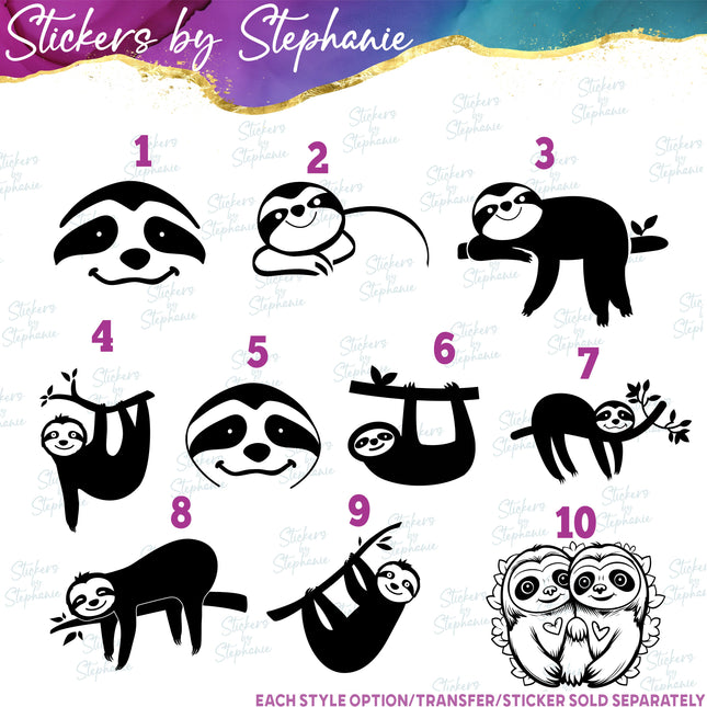 (s01A-132) Sloth Iron-On Transfer