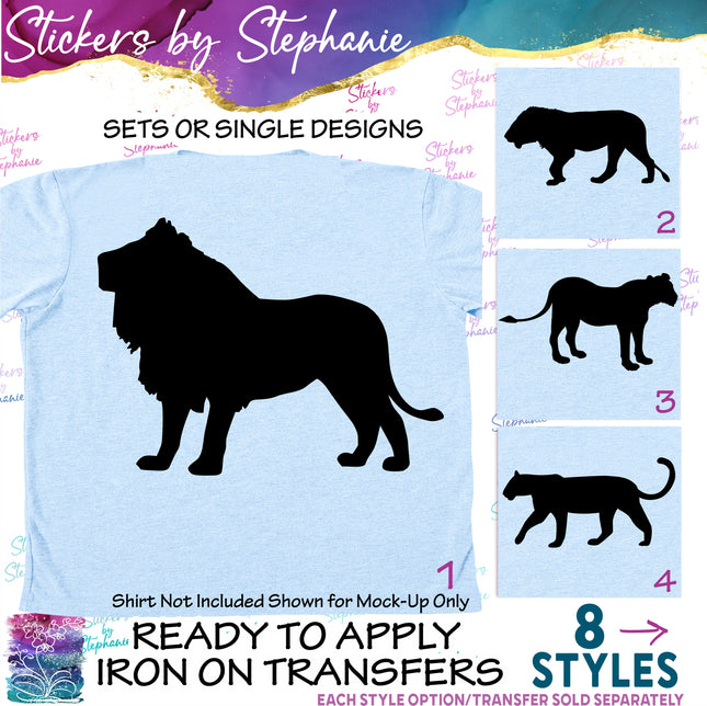 (s01A-133) Lion, Hyena Silhouette Iron-On Transfer