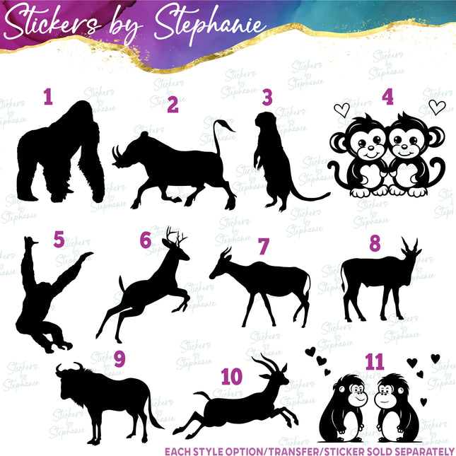 (s01A-134) Safari Jungle Animals Iron-On Transfer